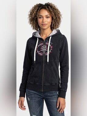 Vintage Element Womens Fitted Embroidered Zip-Up Hoodie Size Small Y2K Skater